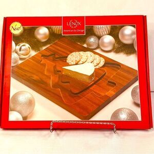 WOOD BOARD TREE CHEESE AND CRACKER BOARD BY LENOX 14” NIB